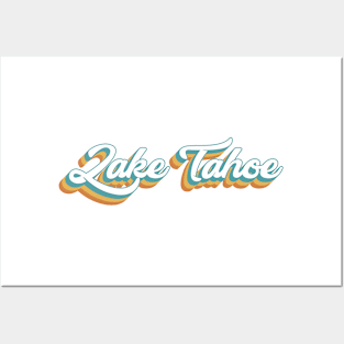 Lake Tahoe Mountain Resort Retro Lettering Posters and Art